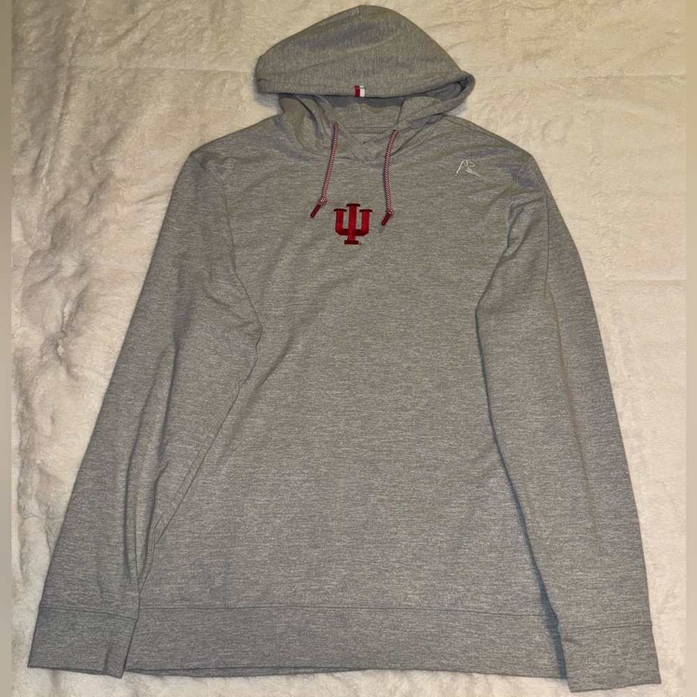 Rhoback Indiana University Stretch Hoodie - Grey with Red Logo - Medium (RARE)